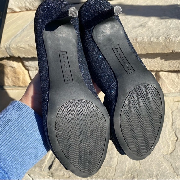 BANDOLINO NIELLA PUMP dark navy blue sparkly high heels Sz 8M - Picture 7 of 10